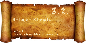 Brieger Klaudia névjegykártya